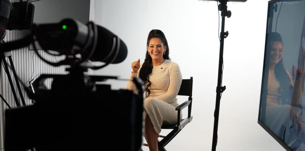 Business leader telling their story on camera