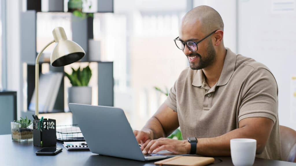 Entrepreneur maintaining consistent online profile