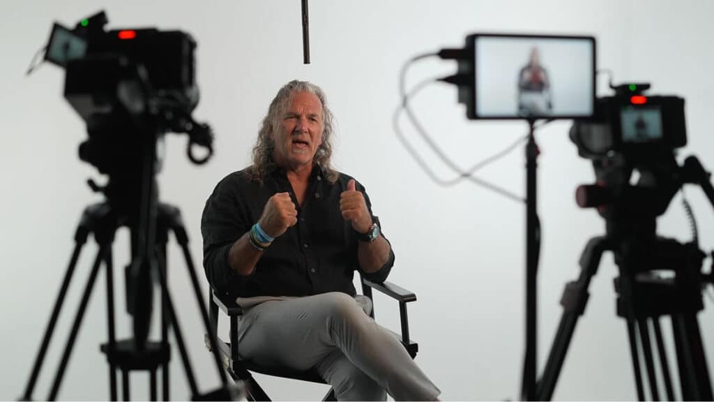 Founder filmed during a documentary-style interview