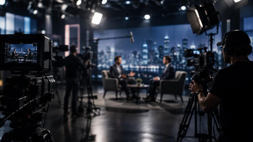 Business television studio setup